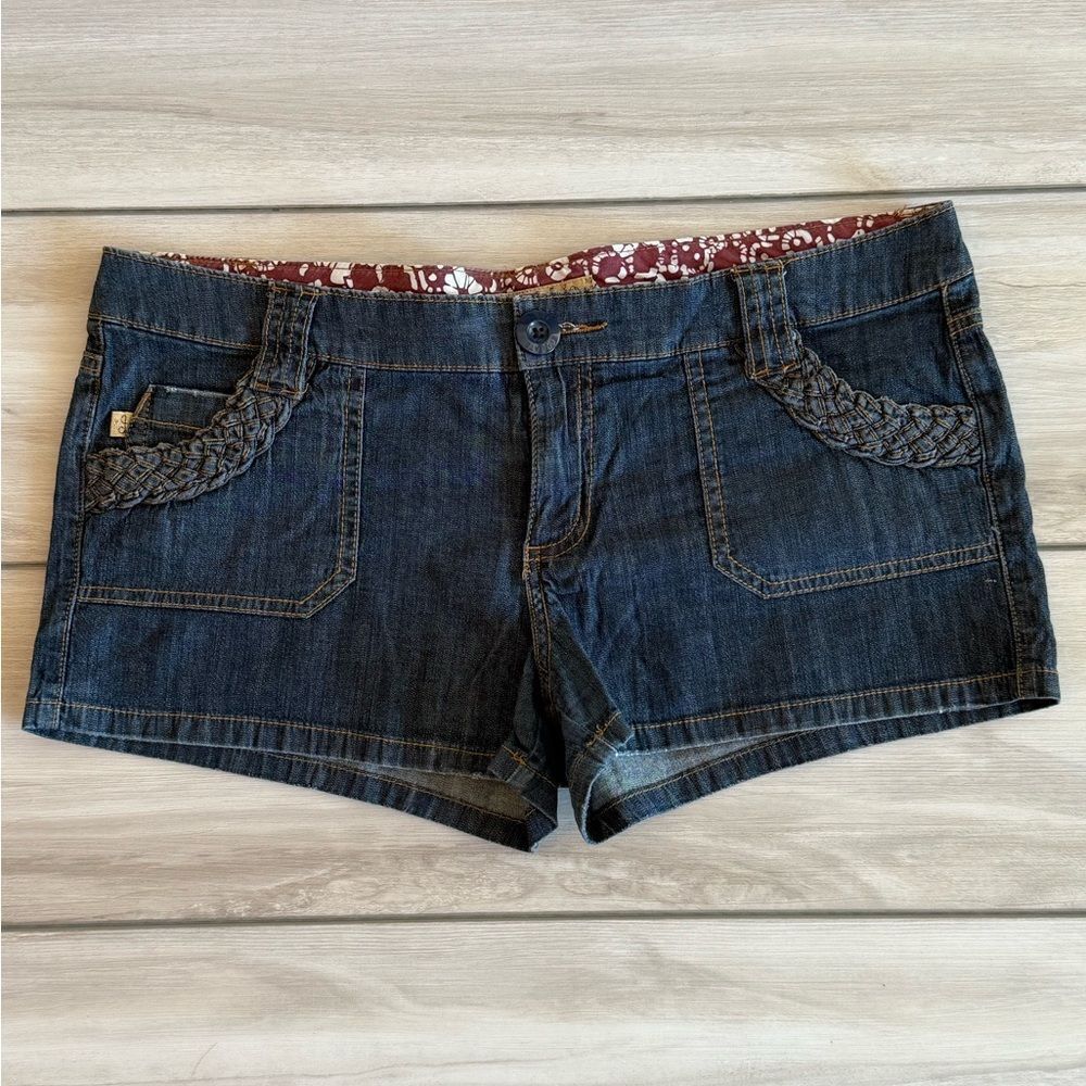 Jalate Braided Pocket Denim Shorts Blue Size 11 NWOT